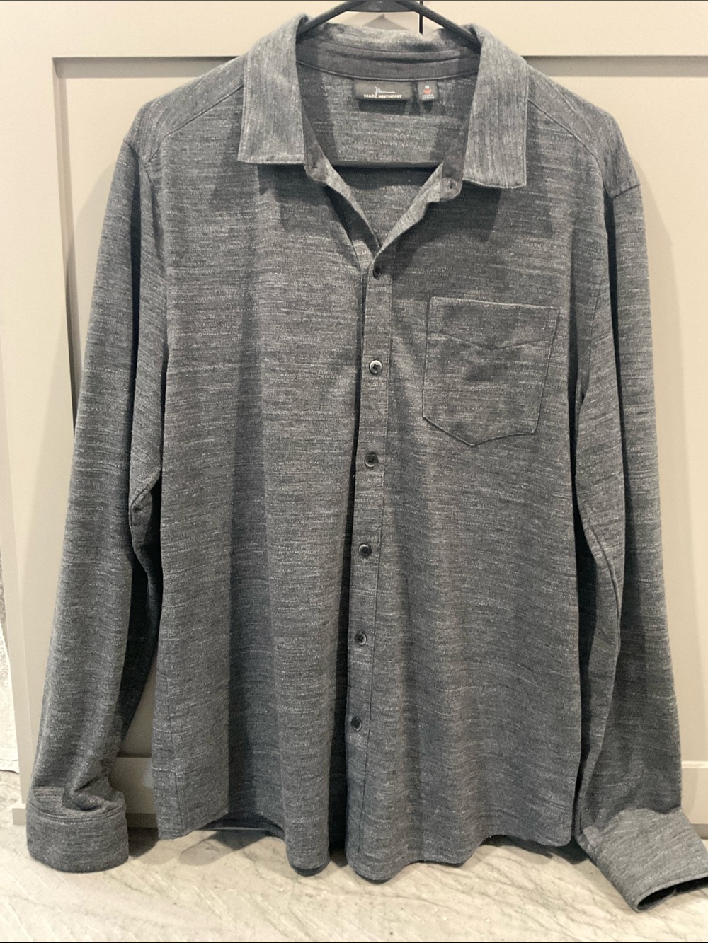 Marc Anthony Men's Charcoal Button-Down Long Sleeve Shirt